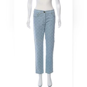 Moshino Couture Quilted Light Blue 'Straight-Leg Denim Pants